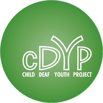 Green circular logo with the letters "CDYP" and the words "Child Deaf Youth Project" written below in white text.